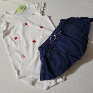 Gymboree Vintage Candy Apple NWT 18-24 month Bodysuit, 2T used VGUC skirt w atta